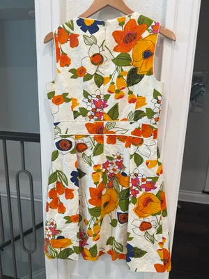 Trina Turk Floral Jacquard Fit Flare Dress Cotton Size 10 Garden Party thumbnail 5