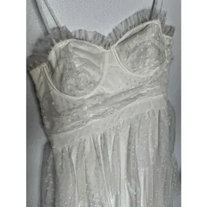 Lulus 2010s Ivory Swiss Dot Mesh Bustier Tiered Dress Medium thumbnail 5