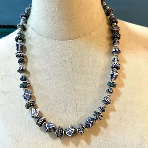 Blue beaded long necklace thumbnail 1