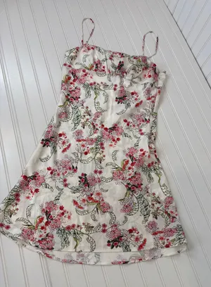 NWT O.P.T. White Pink Floral Mini Dress Squared Neck Party Summer Size M thumbnail 1