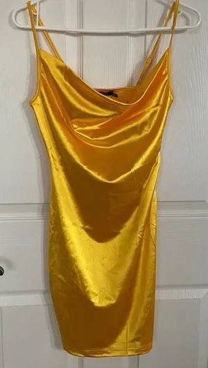 NWT Satin Spaghetti Strap Cowl Neck Bodycon Dress size 4 thumbnail 1