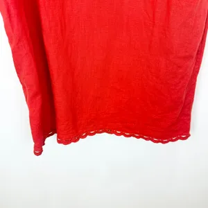 Madewell Mini Shift Dress in 100% Linen A Line Embroidered Hem Wild Poppy M thumbnail 10