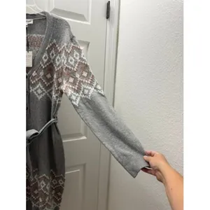 Lucky Brand Womens Fair Isle Belted Henley Sweater Dress Gray Knit XL‎ NWT thumbnail 7