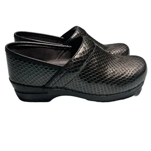 DANSKO Python Snakeskin Pewter Leather Clogs Sz 39/8.5-9 B47‎ thumbnail 2