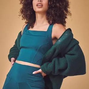 Free People Movement Teal Square Neck Workout Crop Top Size S thumbnail 1
