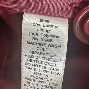Denim & Co Burgundy Washable Leather Jacket Contrast Stitch Barn Coat Large Flaw thumbnail 5