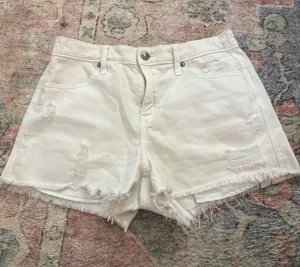 Aerie White Denim Shorts thumbnail 1