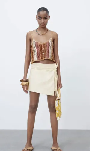 ZARA NWT Knit Multicolor BoHo Striped Crochet Crop Top SS21 Unlined thumbnail 4