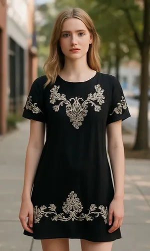Lulus Embroidered Dress Short Sleeve Casual‎ Party Black Dress Size S thumbnail 1