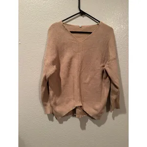Shein light weight Tan V-neck sweater sz XL thumbnail 2