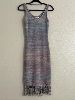 Future Collective Alani Noelle Multicolor Knit Fringe Hem Boho Dress Size Small thumbnail 7