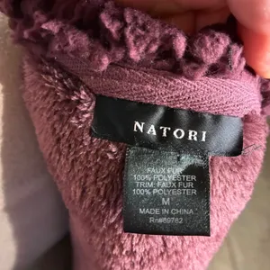 Natori Plush‎ Sherpa Trim Robe Burgundy Cozy Loungewear Size medium- NO belt thumbnail 6