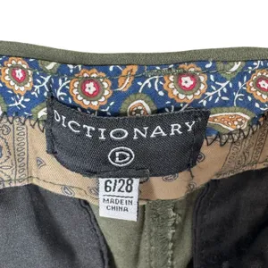 Dictionary Olive Green Mid Rise Skinny Ankle Fit Pants Pockets‎ Embroidered Sz 6 thumbnail 5
