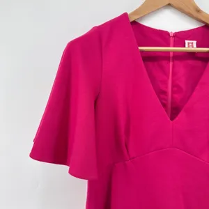 Amanda‎ Uprichard Hot Pink Mini Dress Large V-Neck Flutter Sleeve Party Cocktail thumbnail 2