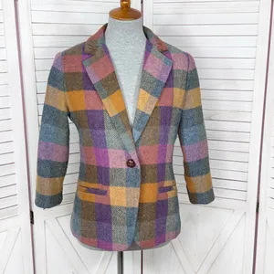 Cabi Happy Blazer‎ Women 4 Multicolor Buffalo Plaid Jewel Tone Wool Blend #927 thumbnail 2