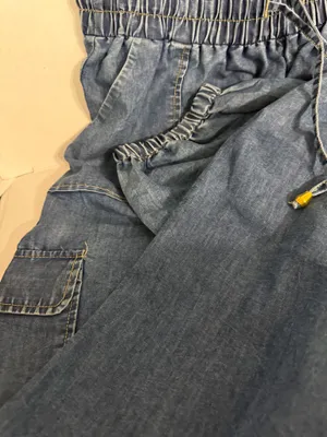 indulge Blue Denim Strapless Jumpsuit with Smocked Waist thumbnail 3