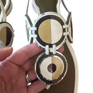 Tory Burch Marquetry Disk Sandal Cream Toasted Sesame‎ 9.5 thumbnail 9