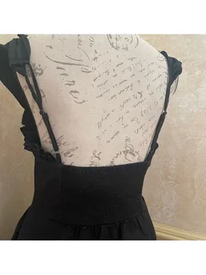 Free People Midnight Magic Mini Voluminous Black Dress Fairy Grunge Bohemian L thumbnail 9