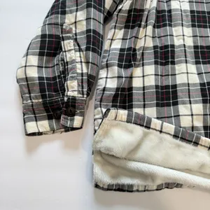 LL Bean Plaid Sherpa‎ Fleece Lined Flannel Shirt Jacket Shacket Size LARGE thumbnail 4