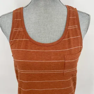 NWT prAna Foundation Scoop Neck Tank Top Shirt Size Medium Orange Stripe Stretch thumbnail 3