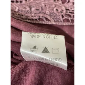 Easel Size Large Mineral Wash Dark Mauve Tunic Lace Yoke Back Button Detail NEW thumbnail 7