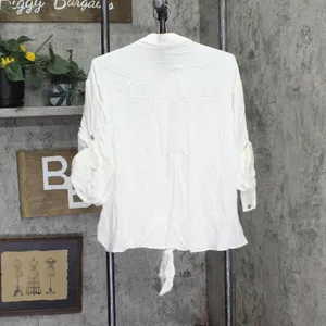 City Chic Womens Trendy Plus Size Tropical Tie Collared Top Ivory Off White 2XS thumbnail 2