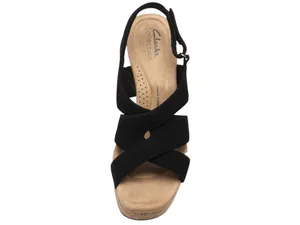 NWT Clarks Nerisa Grace Wedge Cork Sandal 26187243 Black Nubuck 8.5M thumbnail 3