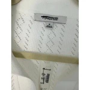 Madewell Pointelle-Stitch Polo Sweater Ivory Johnny Collar Knit Top Medium NWT thumbnail 5