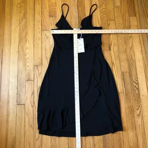 Zara NWT Women's Black Empire Waist Spaghetti Strap V-Neck Sundress Size M thumbnail 7