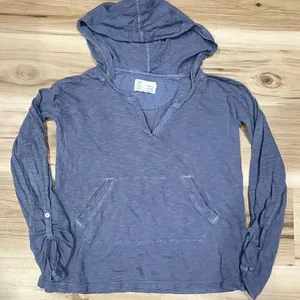 Anthropologie Saturday Sunday Blue Hooded Long Sleeve Shirt Women’s XS thumbnail 1