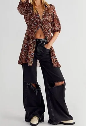 Free People Bonnie Floral Chiffon Mini Dress Size XS thumbnail 2