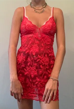 Victoria's Secret lace floral mini y2k dress size Large thumbnail 1