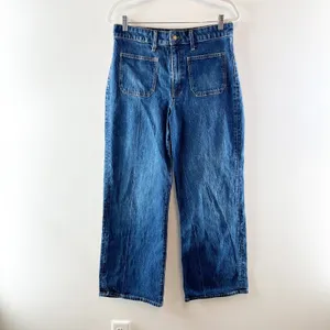 J. Crew Curvy Full Length Slim Wide Leg Jeans in All Day Stretch Blue 30 / 10 thumbnail 2