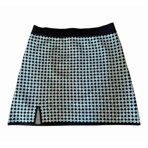 Alexa Chung for Opening Ceremony Blue Black Orange Geometric Print Mini Skirt thumbnail 3