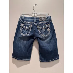 Miss Me‎ Easy Bermuda Denim Embellished Shorts Size 25 Western Grunge Y2K thumbnail 2