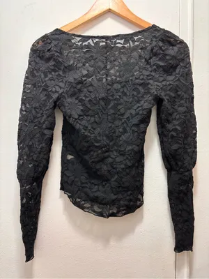 Free People Intimately Yours Long Distance Layering Black Lace Square-Neck Top thumbnail 4