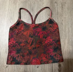 Beyond Yoga red/black floral print crop top thumbnail 1