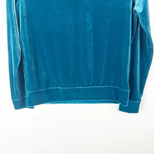 AERIE Teal Long Sleeves Cozy Soft Velvet Velour Top Size Medium Casual Neutral thumbnail 9