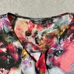 Simply Vera Vera Wang Sleeveless Floral Blouse Women’s Medium Career Top thumbnail 4