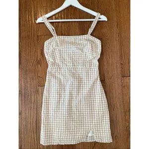 Abercrombie & Fitch checkered gingham tan mini dress size xs thumbnail 8
