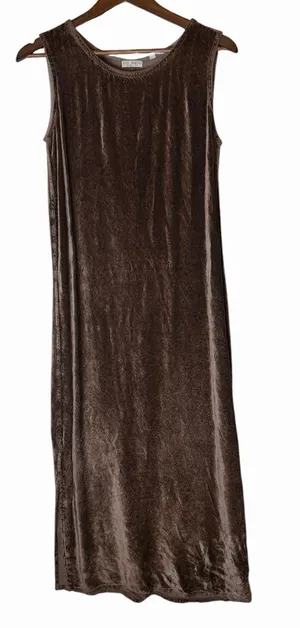 RUSS BERENS Velvet Midi Dress Gothic Whimsigoth Romantic Chocolate Brown Sz XS thumbnail 1