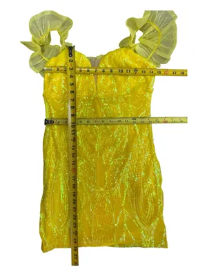 Banjul Yellow Sequin Ruffle Strap Mini Dress thumbnail 14