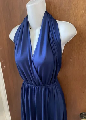 Dark Blue convertible halter maxi thumbnail 1