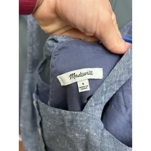Madewell Blue Cotton Chambray Button Front Cross Back Apron Dress Size 4 thumbnail 3