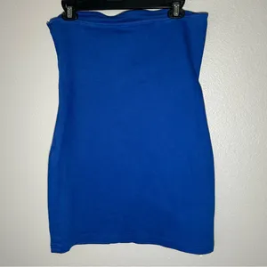 NEW ZARA blue bandeau denim strapless mini dress women’s size medium thumbnail 5