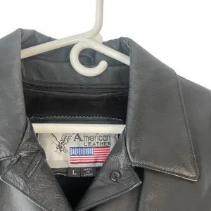 American Leather USA Vintage 90s Women's Size Large Black Button Up‎ Jacket Coat thumbnail 4