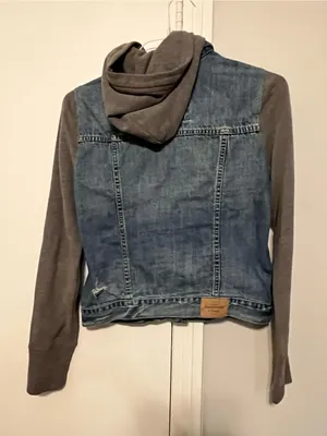 Y2K Abercrombie & Fitch Women's Hooded Jean Trucker Jacket Size S thumbnail 3