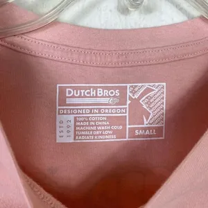 Dutch Bros Coffee Since 1992 Pink Dutch Luv Long Sleeve Graphic Tshirt Size S thumbnail 4