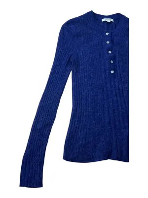 Madewell Blue Ribbed Henley Sweater Size S Alpaca Blend CKP492741785 Long Sleeve thumbnail 3