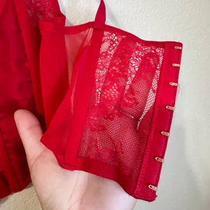 Victoria’s Secret Dream Angels Red Lace Corset Top Romantic Lace Size S thumbnail 11